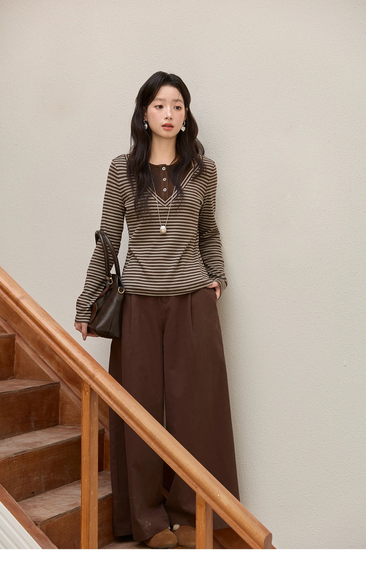 Mishow Retro Fake Two-Piece Striped Top MXE51Z2555