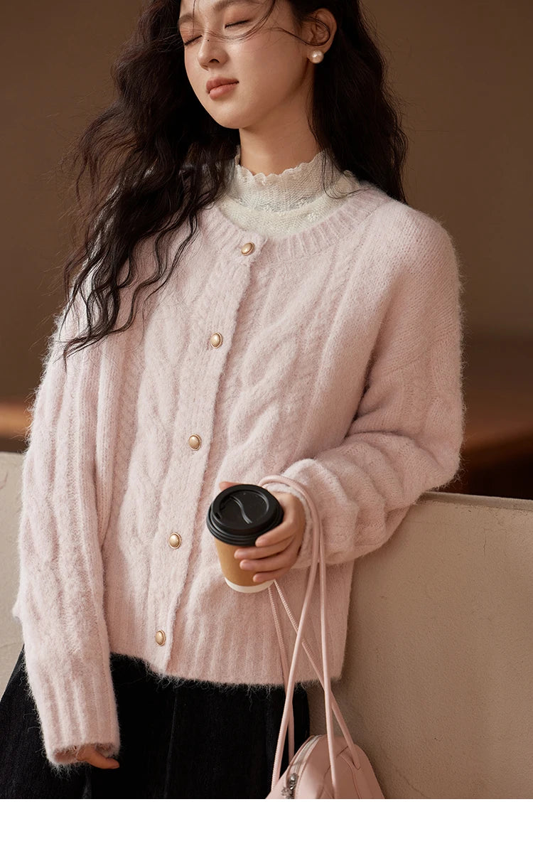 Mishow French Gentle O-Neck Wool Knit Cardigan MXD55Z1030