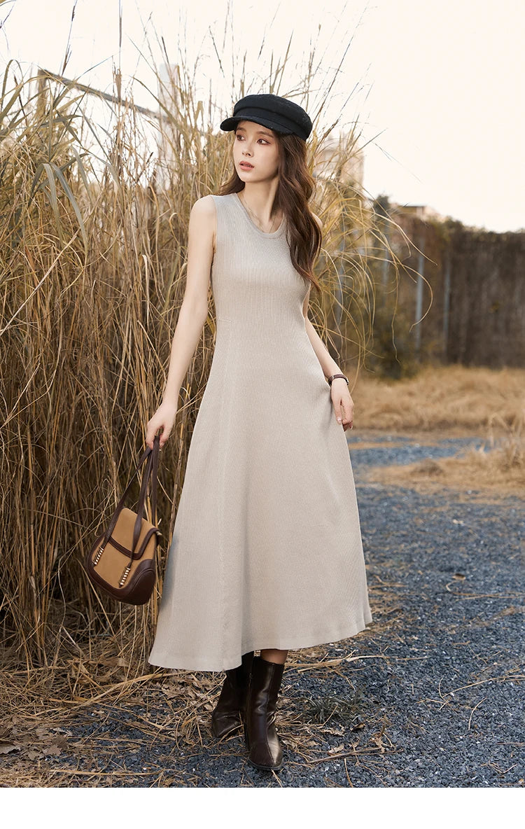 Mishow Knitted Round Neck Sleeveless A-LINE Dress MXC43L1590