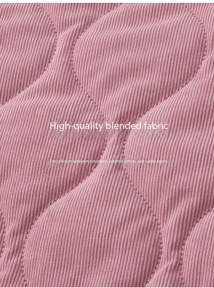 MISHOW Pink Purple Corduroy Jacket Gourd Pattern Splicing Suede MXE88W0882