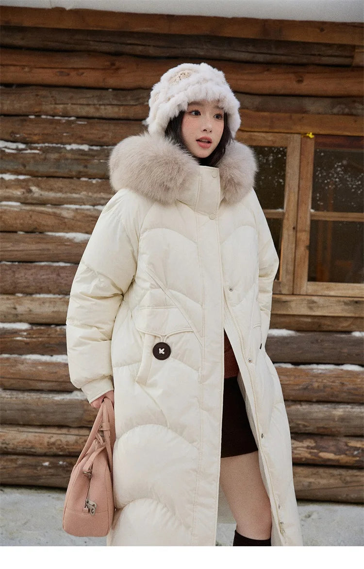 Mishow Fox Fur Collar 90% White Duck Down Jacket MXE51Y0082