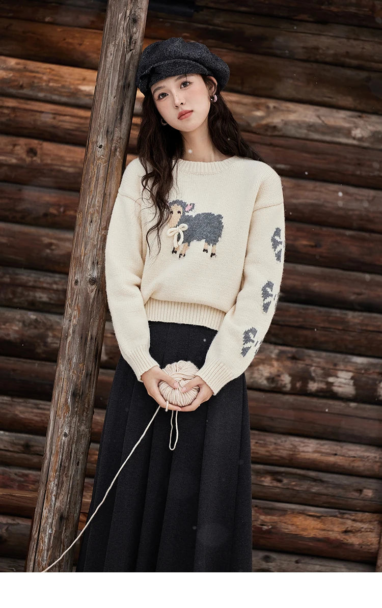 Mishow Soft Lamb Color Clash Spliced Pullover MXD59Z1140