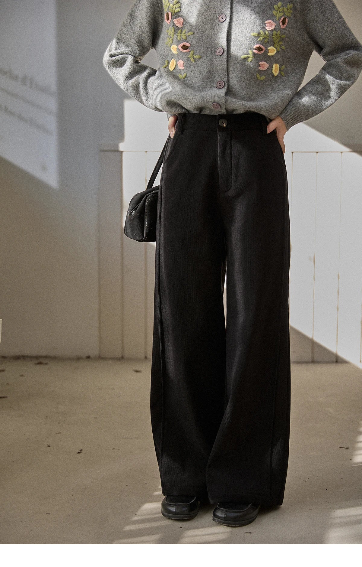 MISHOW Corduroy Straight Leg Pants Silver Fox Velvet Warm MXE91K1125