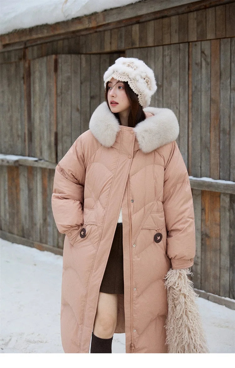 Mishow Fox Fur Collar 90% White Duck Down Jacket MXE51Y0082