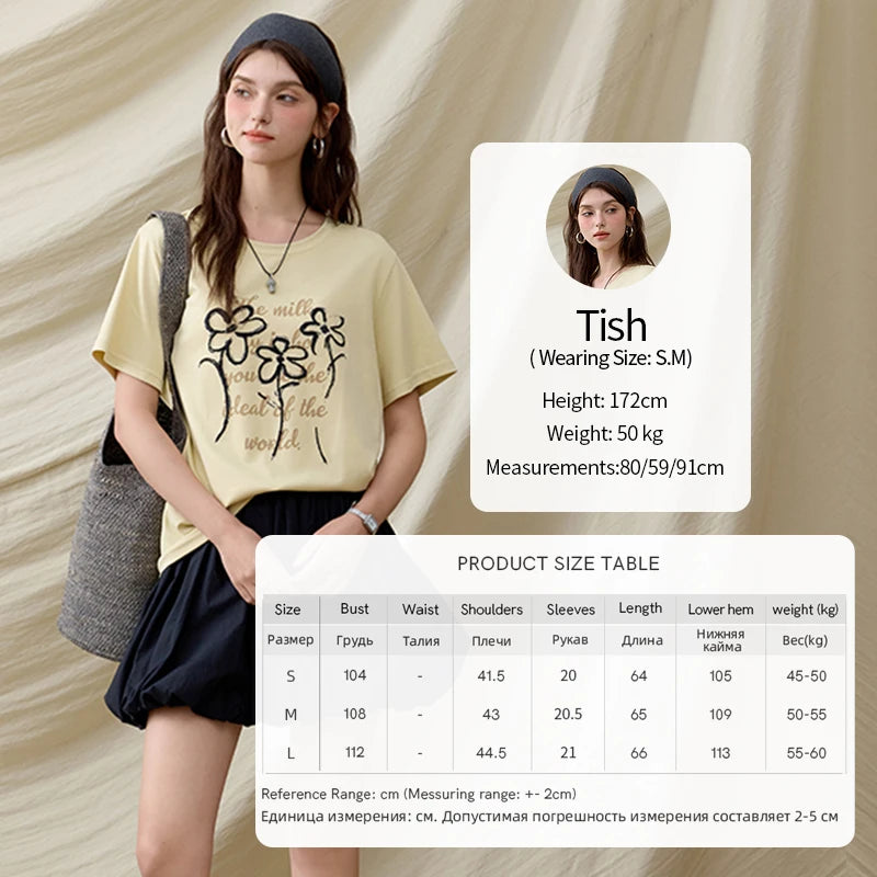 Mishow Embroidered Flower Round Neck Tee MXE33T0498