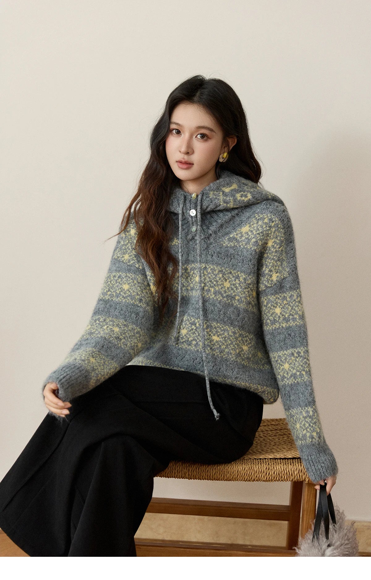 Mishow Fair Isle Removable Hood Sweater MXE94Z2979
