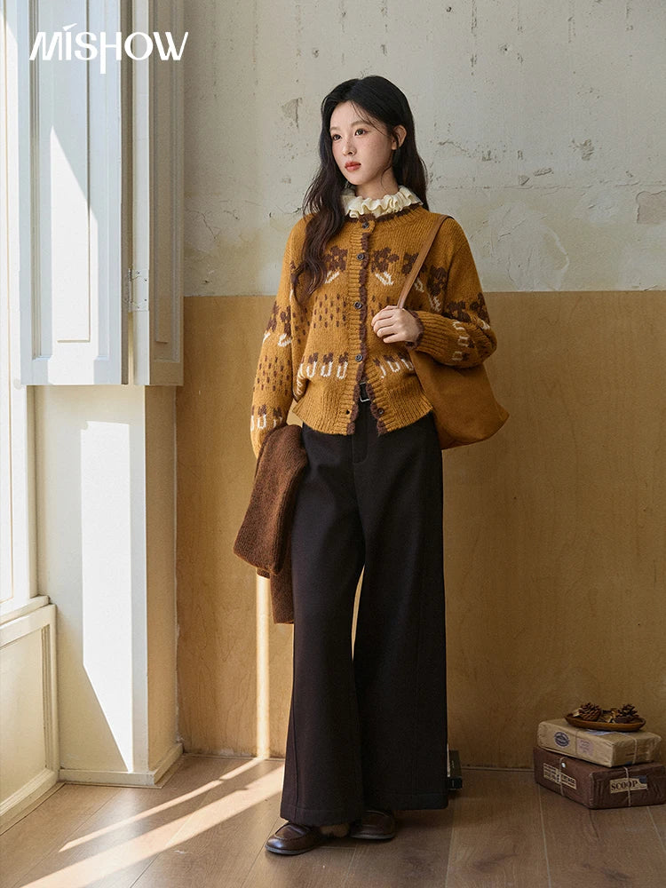 Mishow Turtleneck Fuzzy Cardigan Coat MXE87Z2699