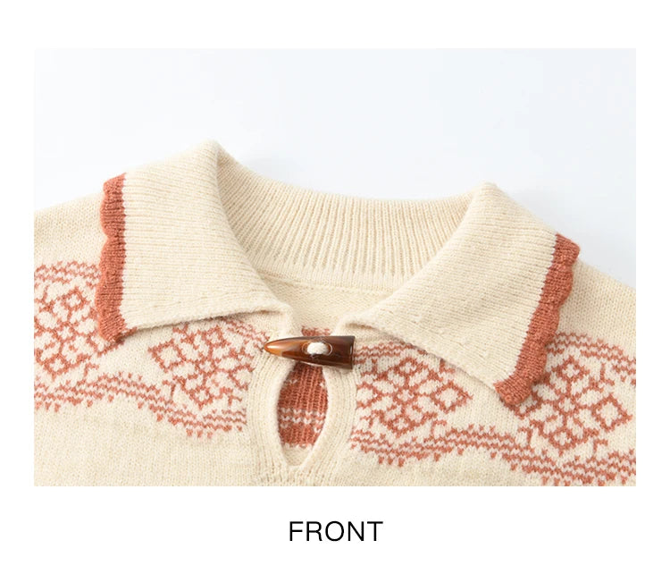 Mishow Christmas Fair Isle Turn Down Collar Pullover MXD59Z1042