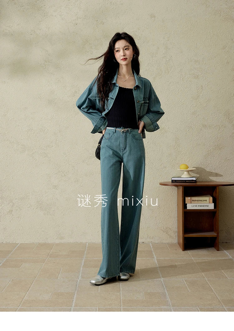 Mishow Embroidery Pockets Straight Leg Jeans MXE14K0870
