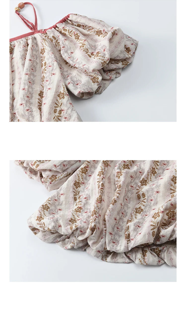 MISHOW One-Shoulder Floral Blouse Short Sleeve Contrast MXE31X1767