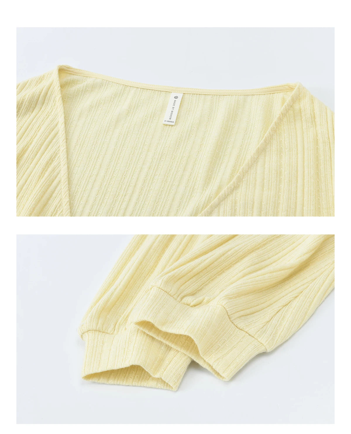 Mishow Lemon Yellow Lantern Sleeve Top & Lace Camisole Set MXF13T1513