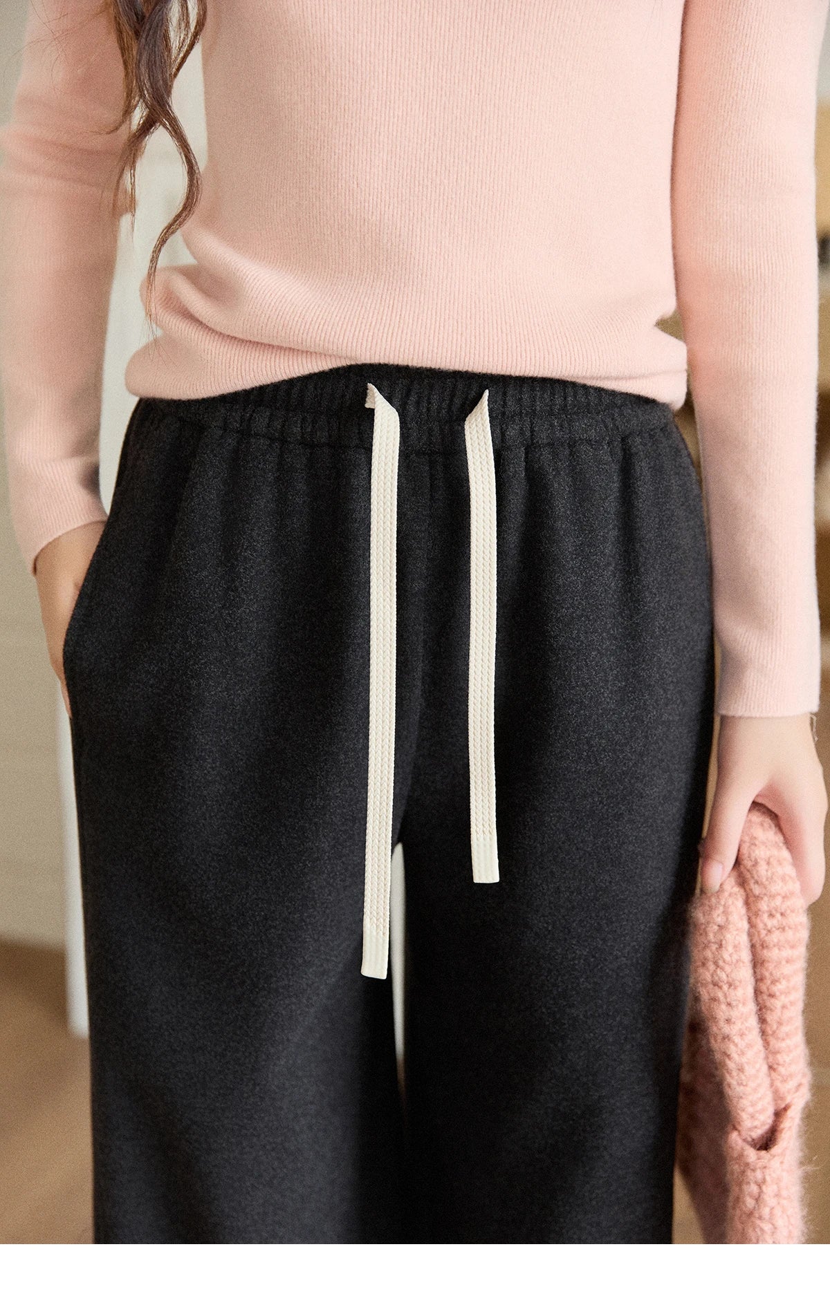 MISHOW Wide-Leg Pants High Waist Straight Lace-Up Loose MXE89K1100