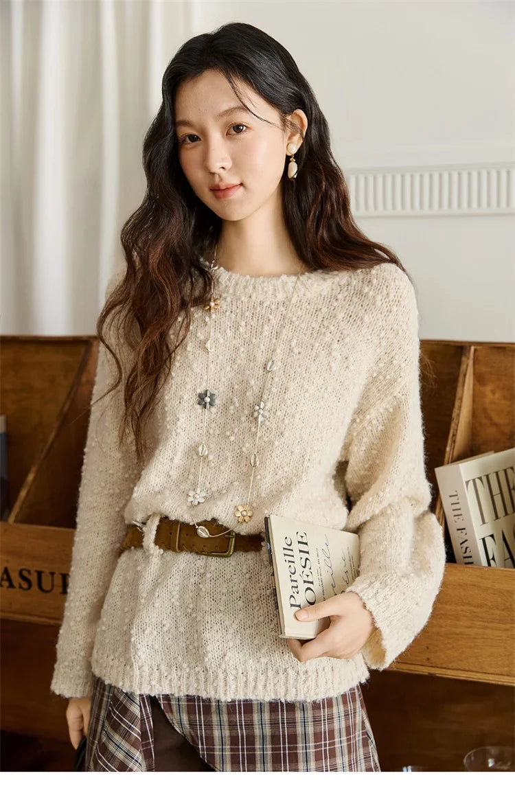 Mishow Belt Waist Drop Shoulder Wool Pullover MXE46Z2582
