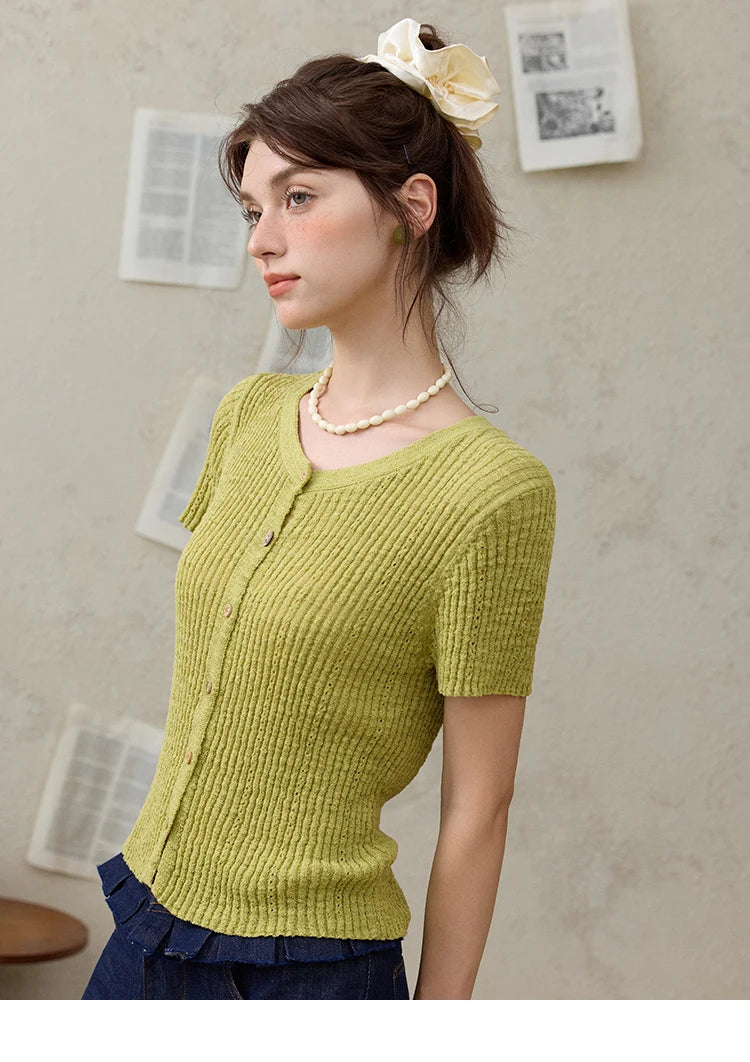 Mishow Solid Knit Round Neck Office Tee MXE31Z1229