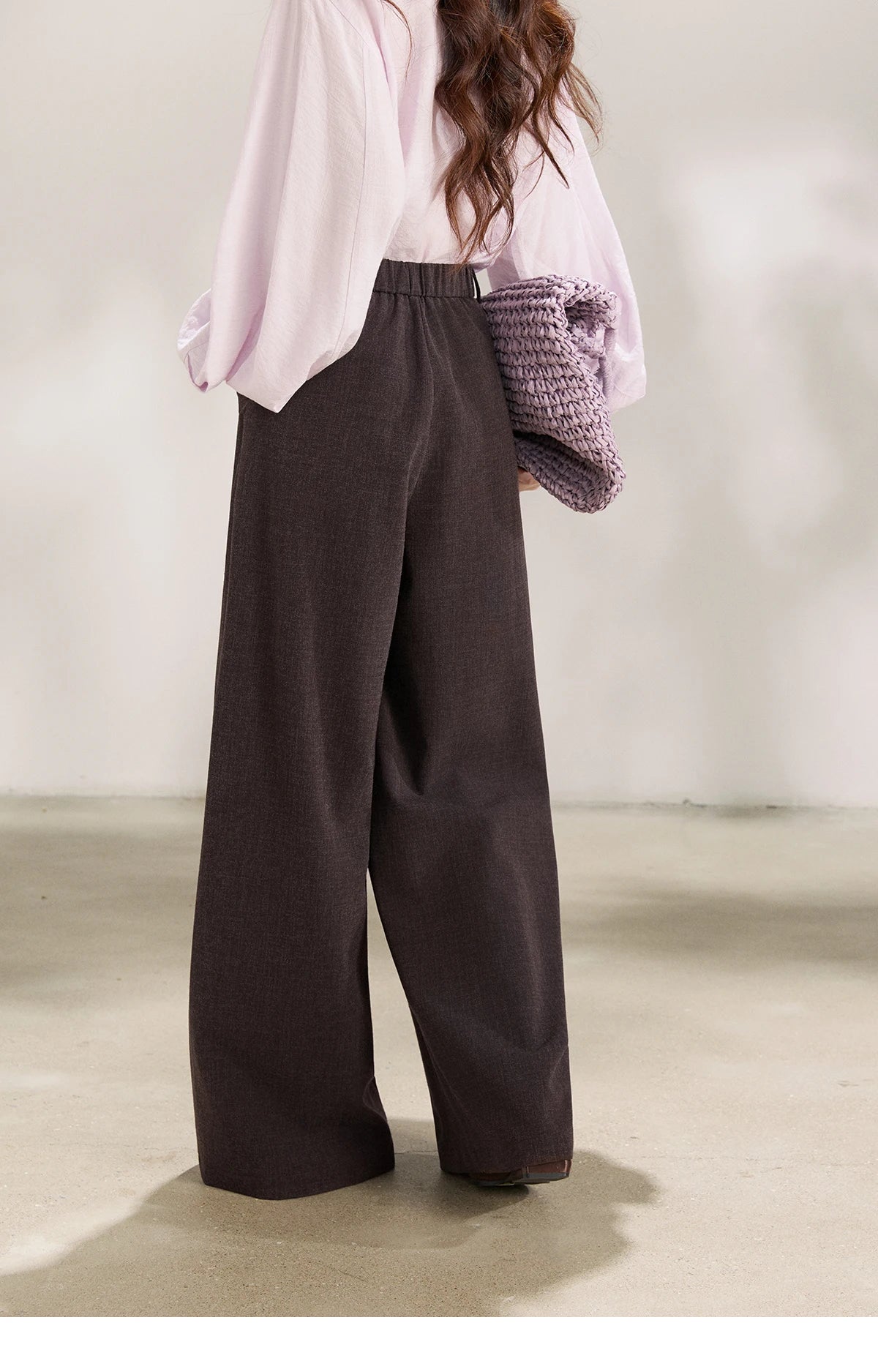 MISHOW Dark Purple Wide Leg Pants High Waist Pleated MXF13K1204