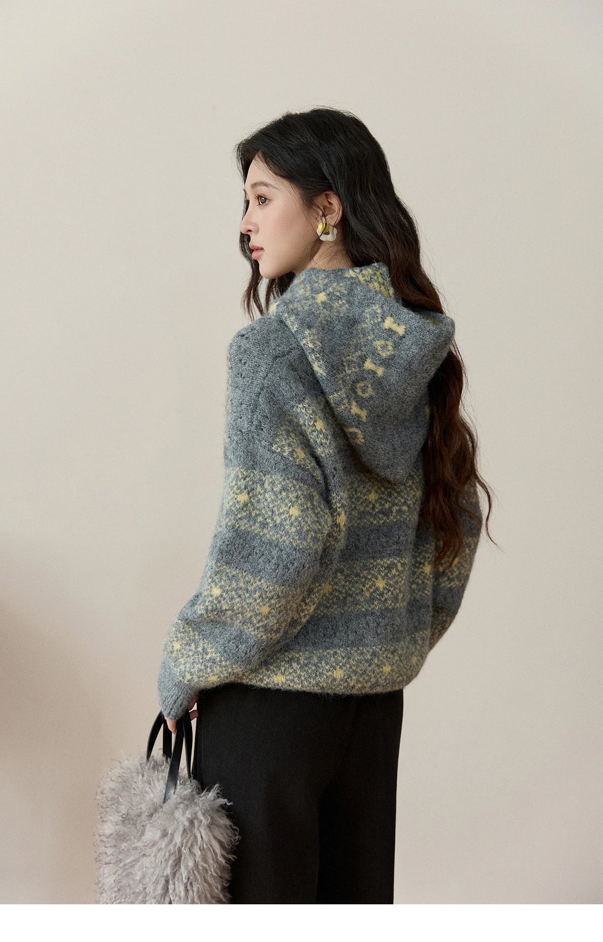 Mishow Fair Isle Removable Hood Sweater MXE94Z2979