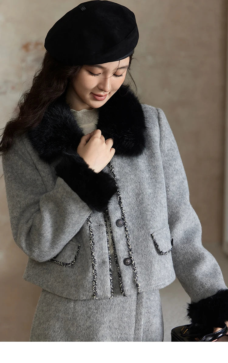 Mishow Short Tweed Jacket & Midi Skirt Set MXD54W0553