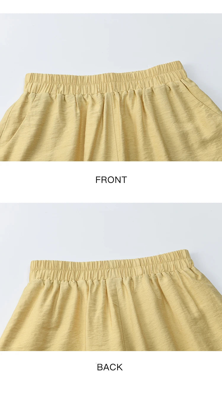 Mishow Yellow Linen Lace Shirt & Camisole & Shorts Three-Piece Set MXE42T0718