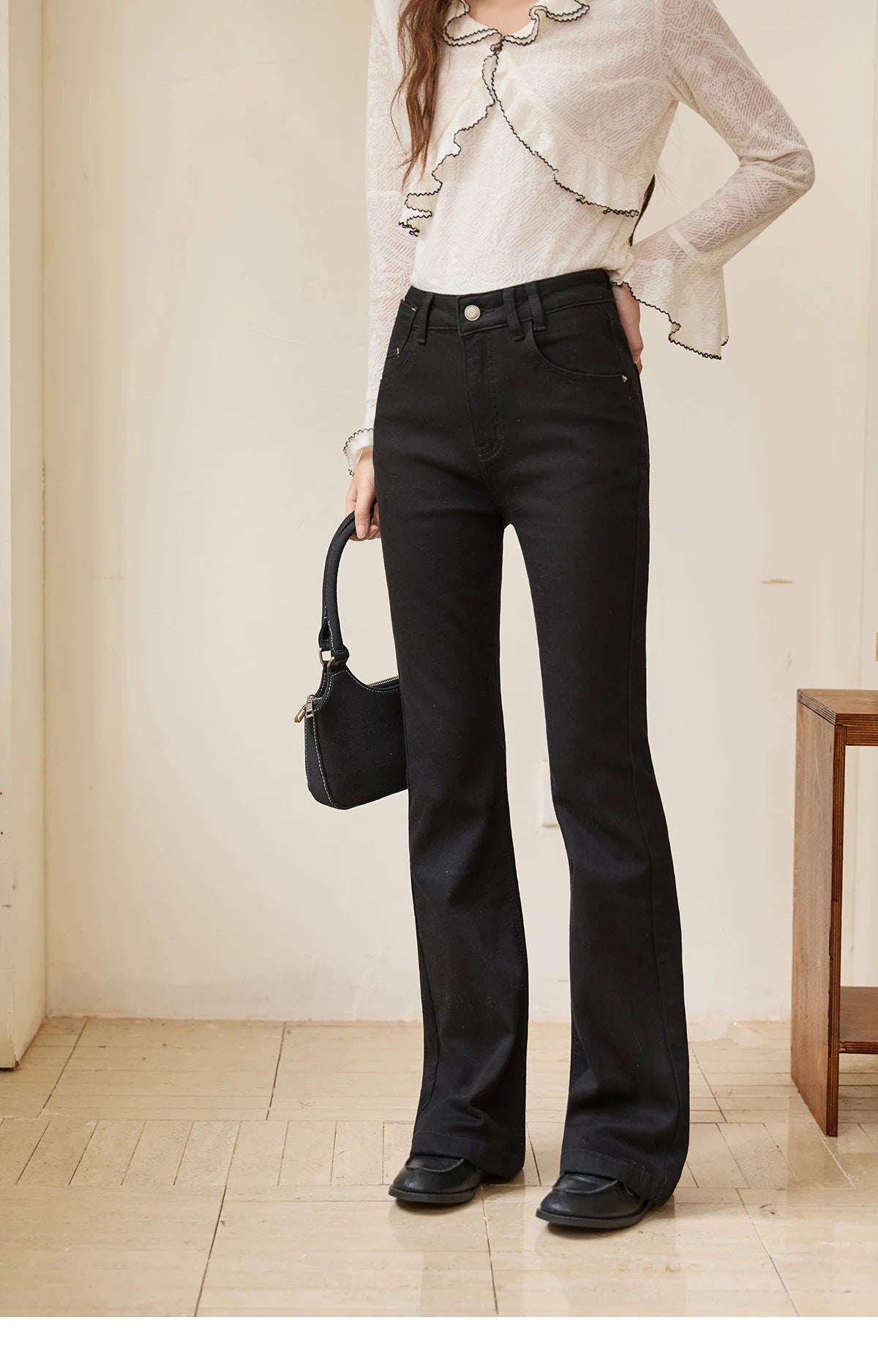 Mishow Vintage Black High Waist Flared Jeans MXE51K1098