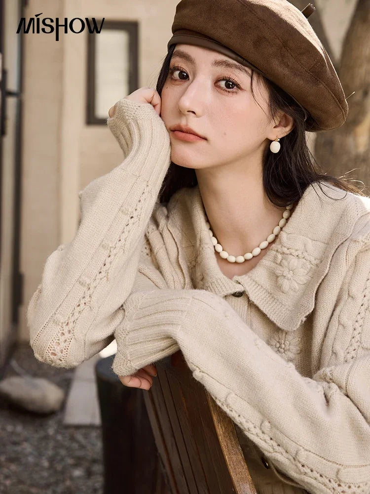 Mishow French Retro Doll Collar Embroidered Sweater MXD35Z0895