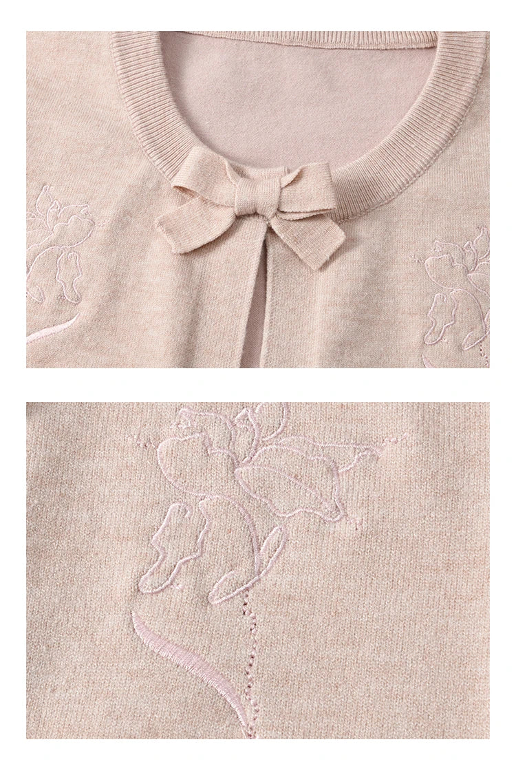 Mishow Iris Embroidery Bow Design Cardigan MXE13Z1142