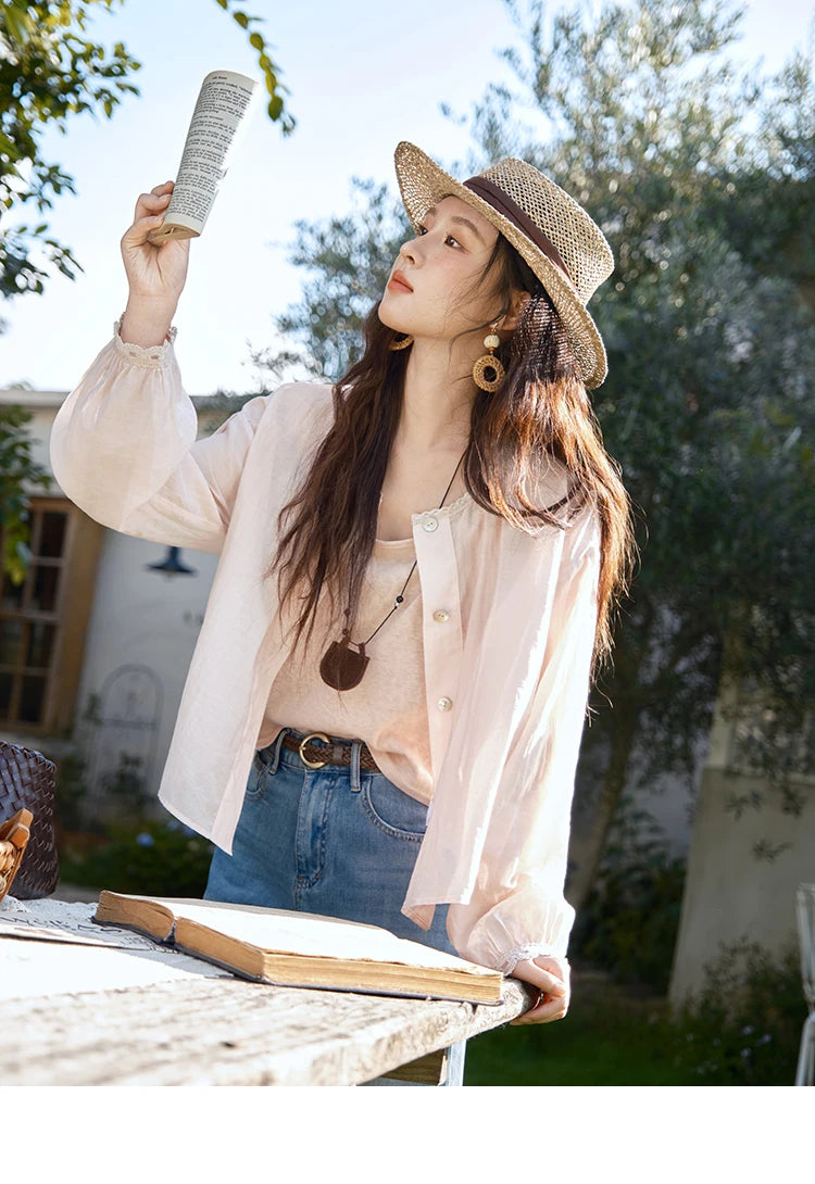 MISHOW Two Piece Shirt Set Tank Top Sunshade Button MXE39T0689