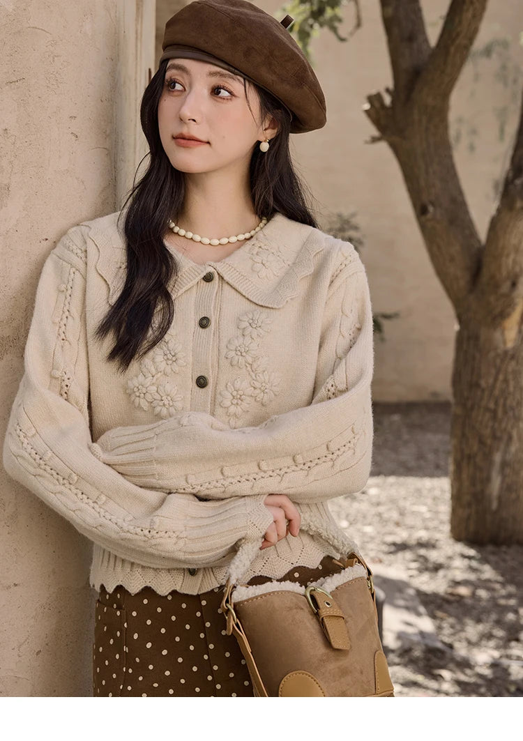 Mishow French Retro Doll Collar Embroidered Sweater MXD35Z0895