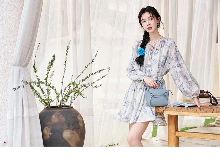 Mishow Fairy Floral Puff Sleeve Chiffon Dress MXD14L1681
