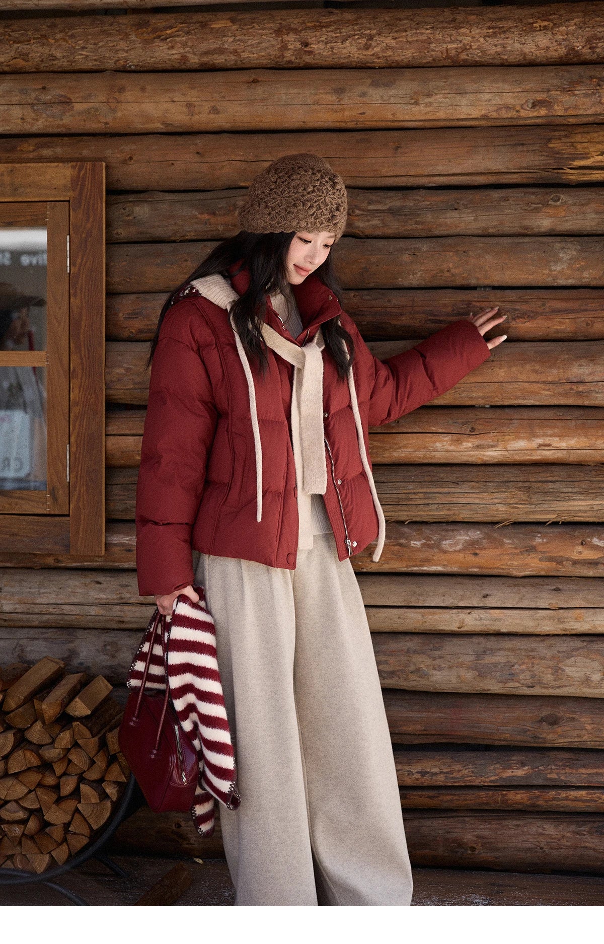 Mishow Christmas Jacquard Hat Down Jacket MXE90Y0086
