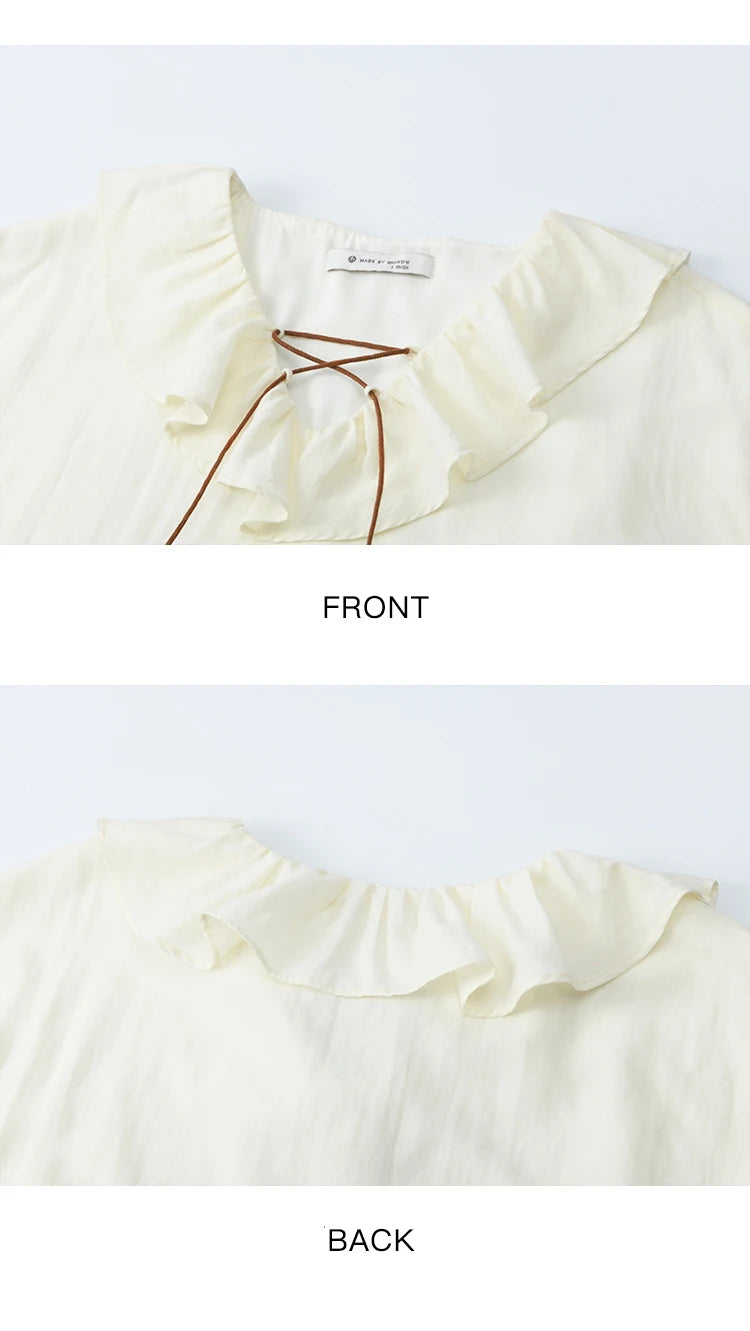 MISHOW Embroidered Blouse Ruffle V-Neck Lace Up MXE43X1987