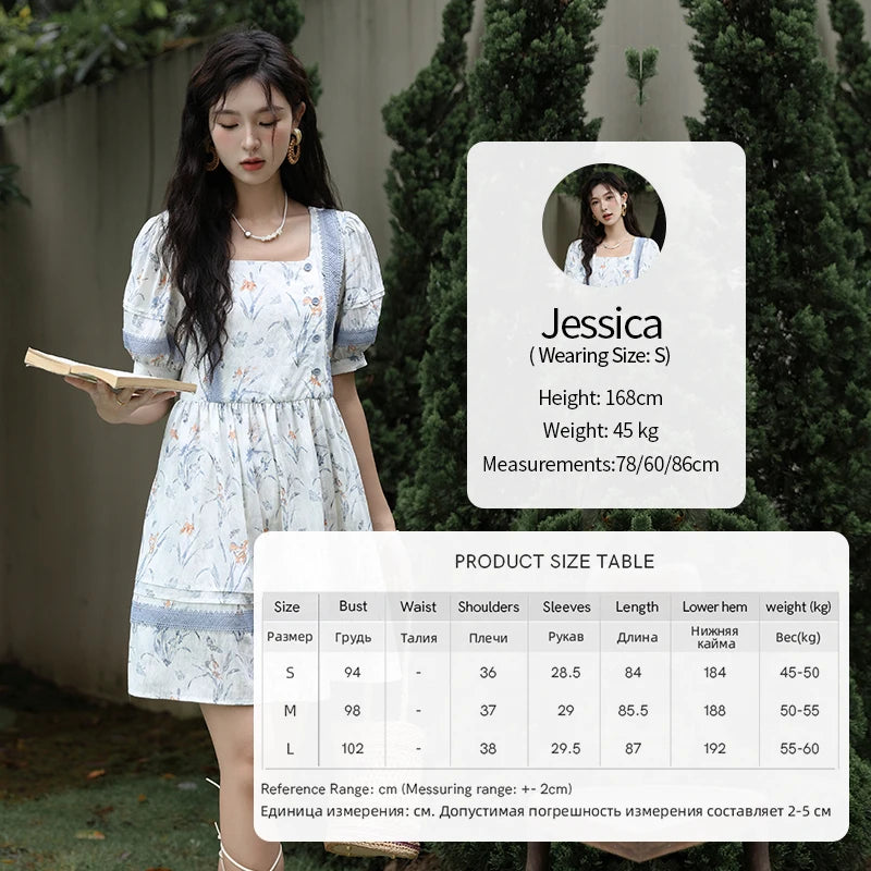 Mishow Ink Wash Print Square Neck Lace Doll Dress MXD29L1932