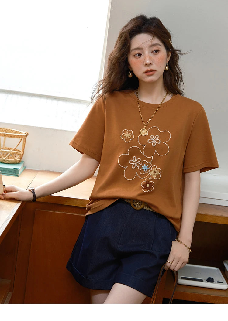 Mishow Floral Print Drop Sleeve Tee MXE36T0576