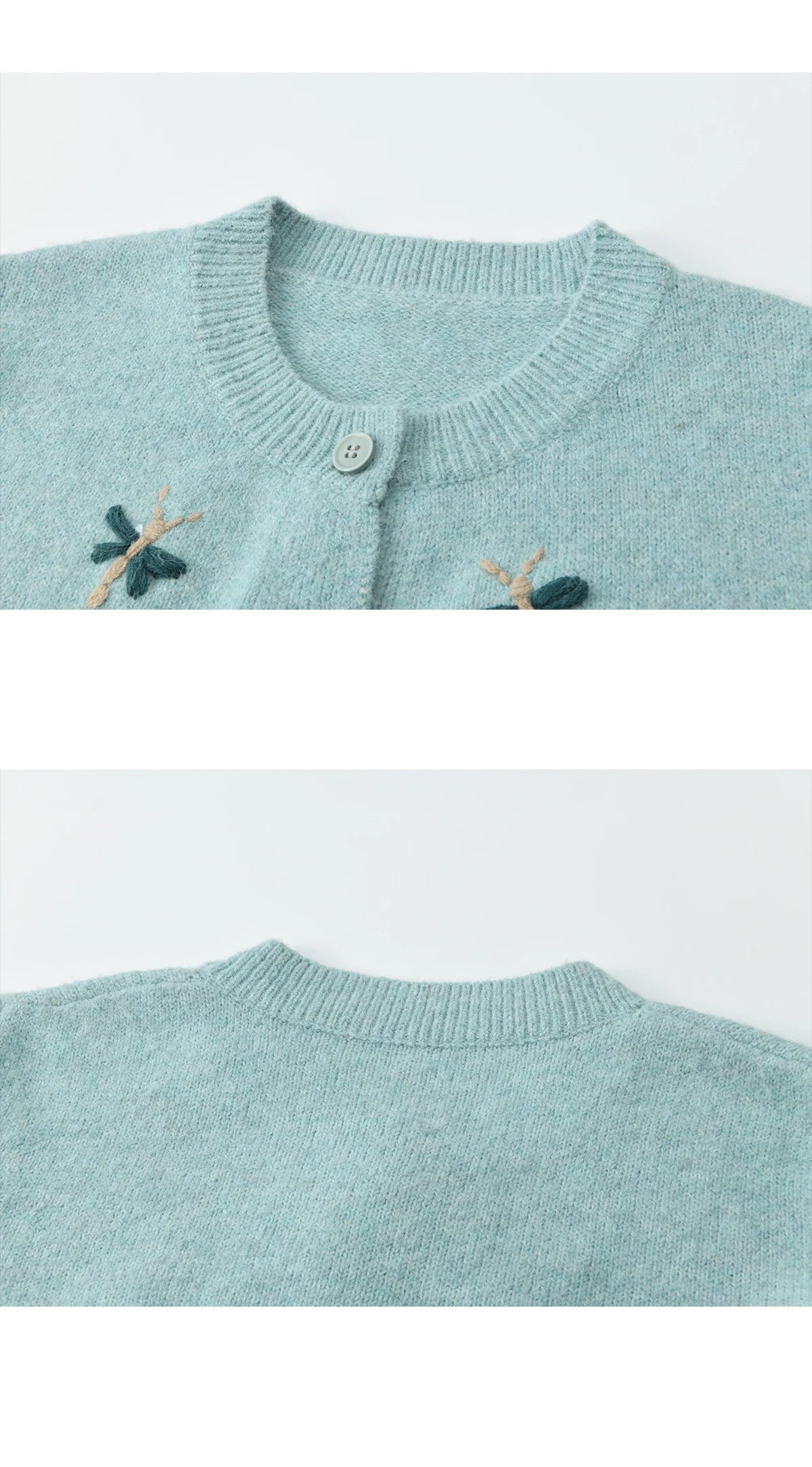 Mishow Blue Butterfly Embroidered O-Neck Cardigan MXE90Z2818