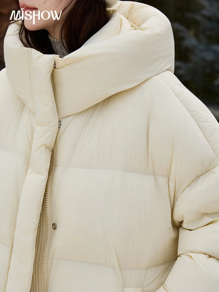Mishow Milk Yellow Velvet Hooded Down Jacket MXE92Y0090