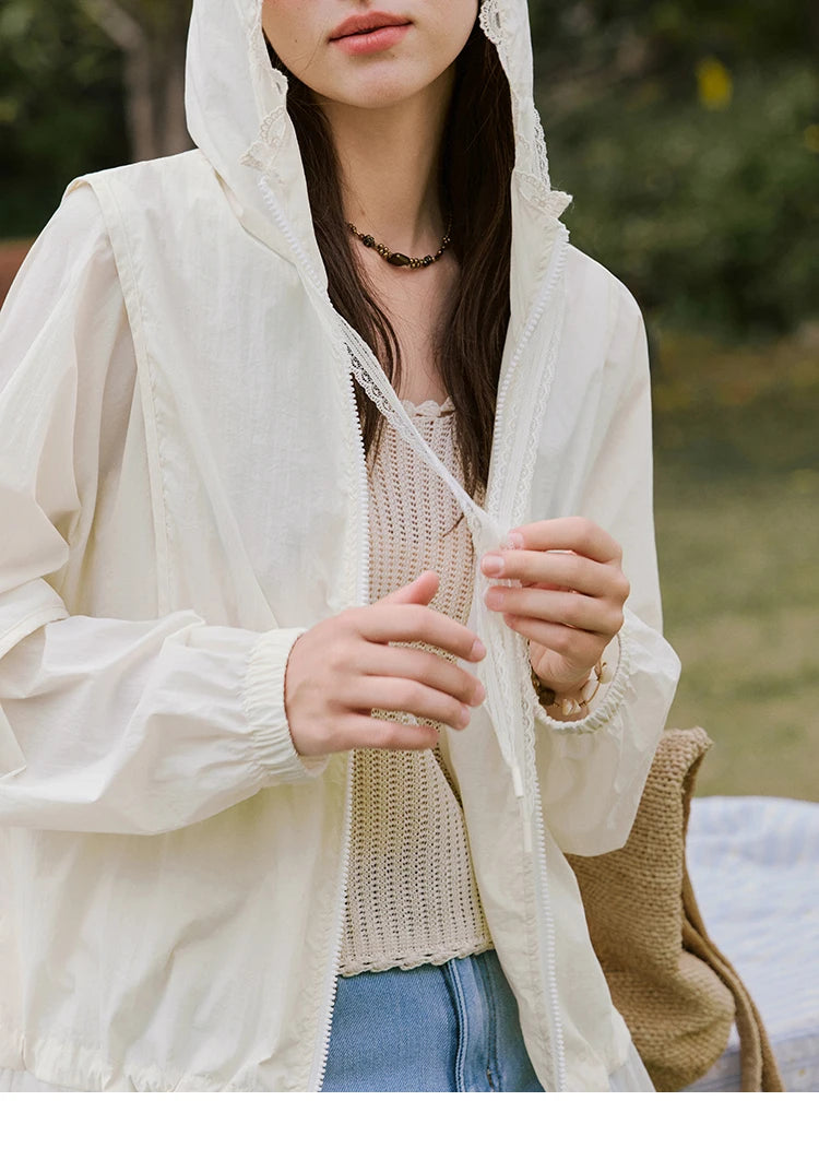 Mishow Hooded Lace Sunscreen Cardigan MXE33W0780