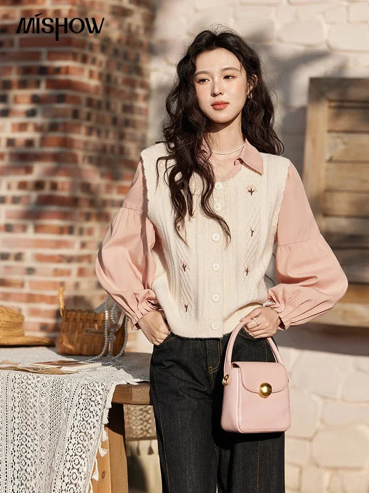 Mishow 3D Flower Embroidered Knitted Vest MXE11Z1077