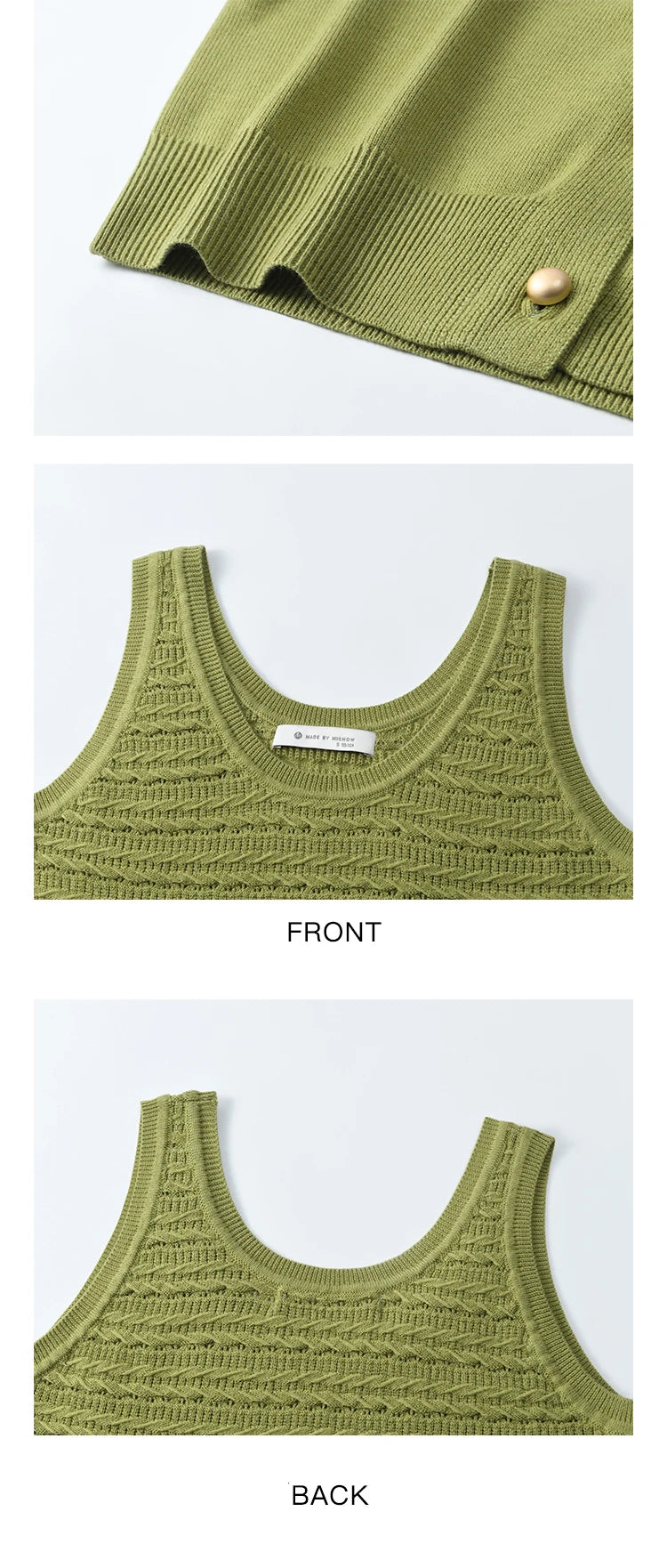 Mishow Avocado Green Metal Button Crochet Cardigan MXE11Z1188