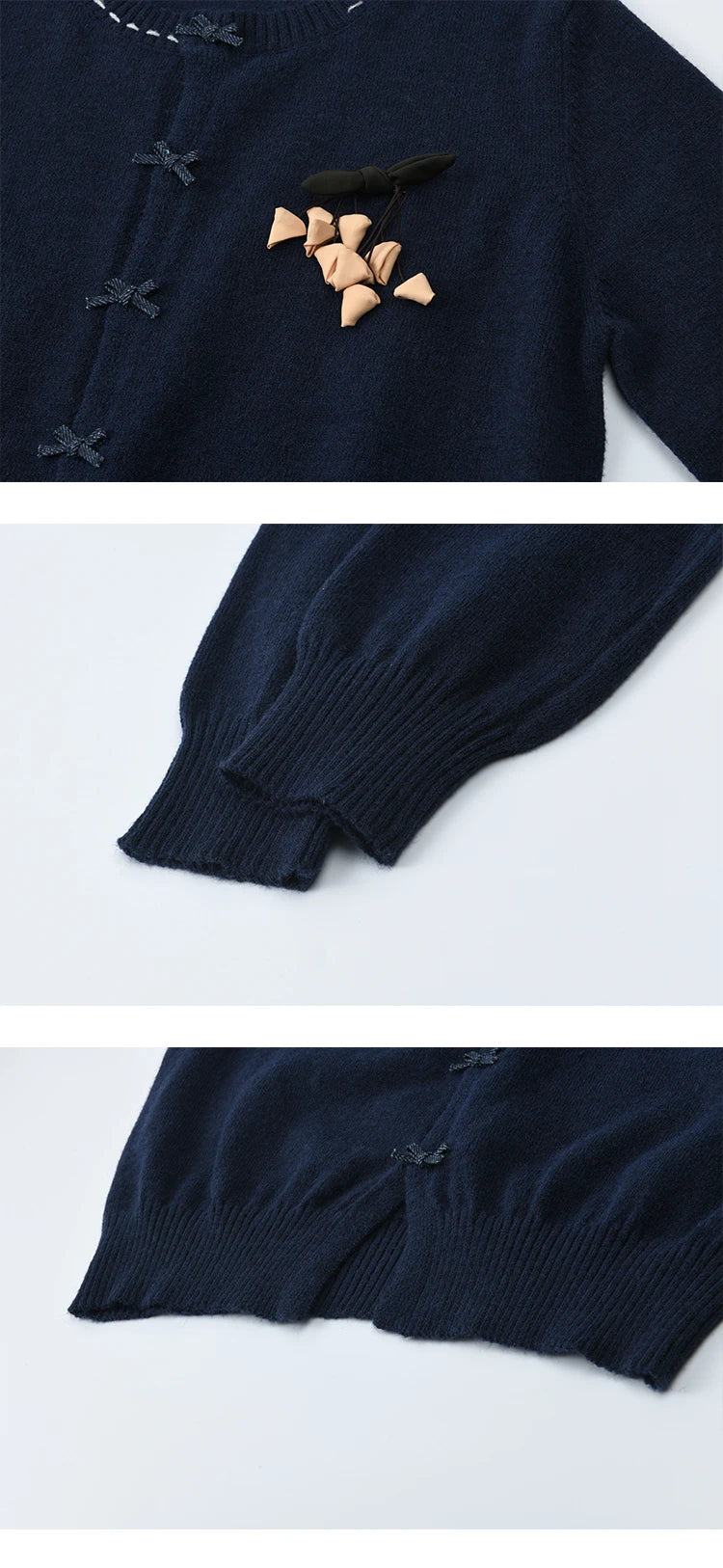 Mishow Bow Placket Lantern Sleeve Cardigan with Brooch MXE45Z1377