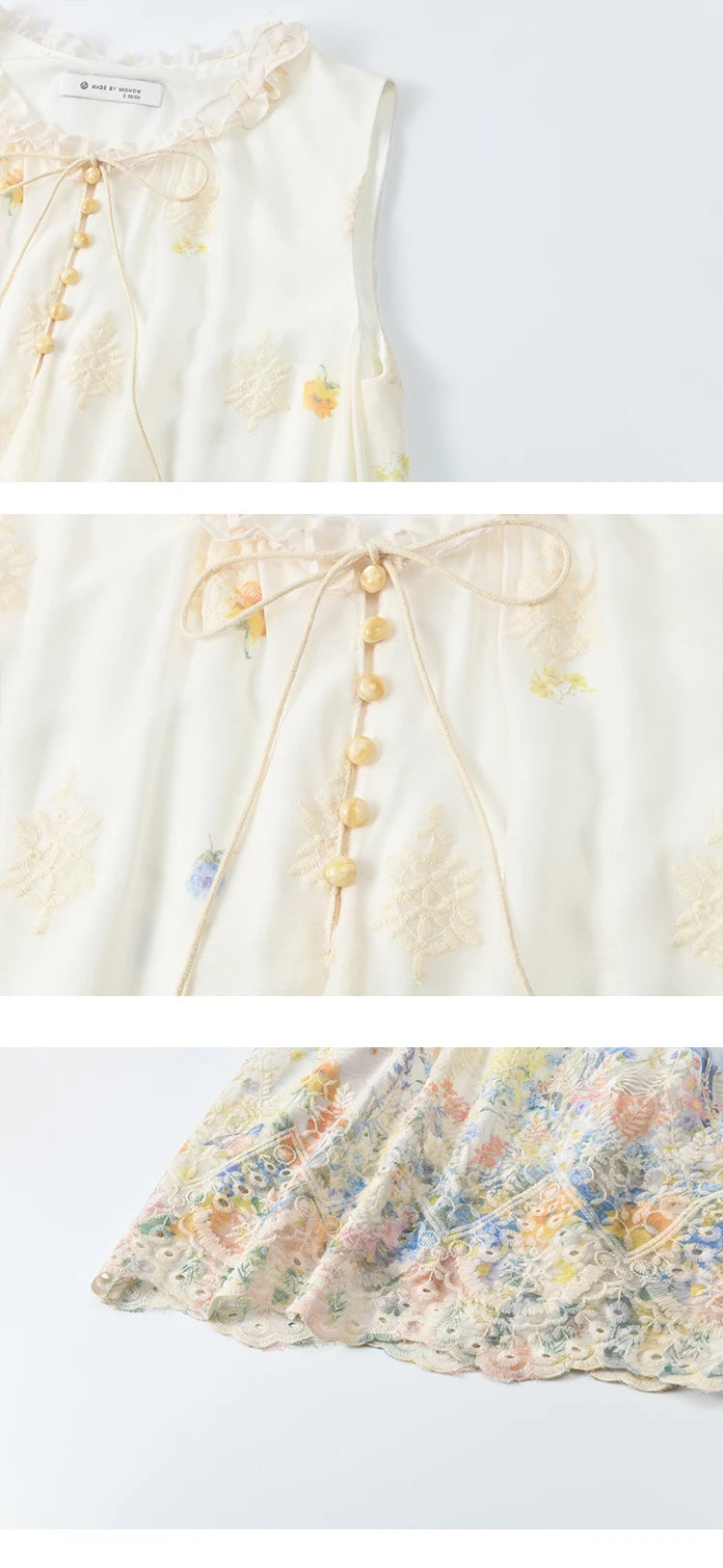Mishow Mushroom Edge O-Neck Lace Up Tassel Dress MXE36L2253