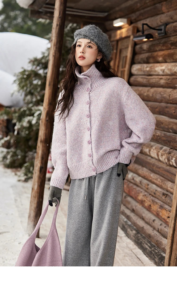 Mishow Turn Down Collar Wool Blend Cardigan MXD59Z1136