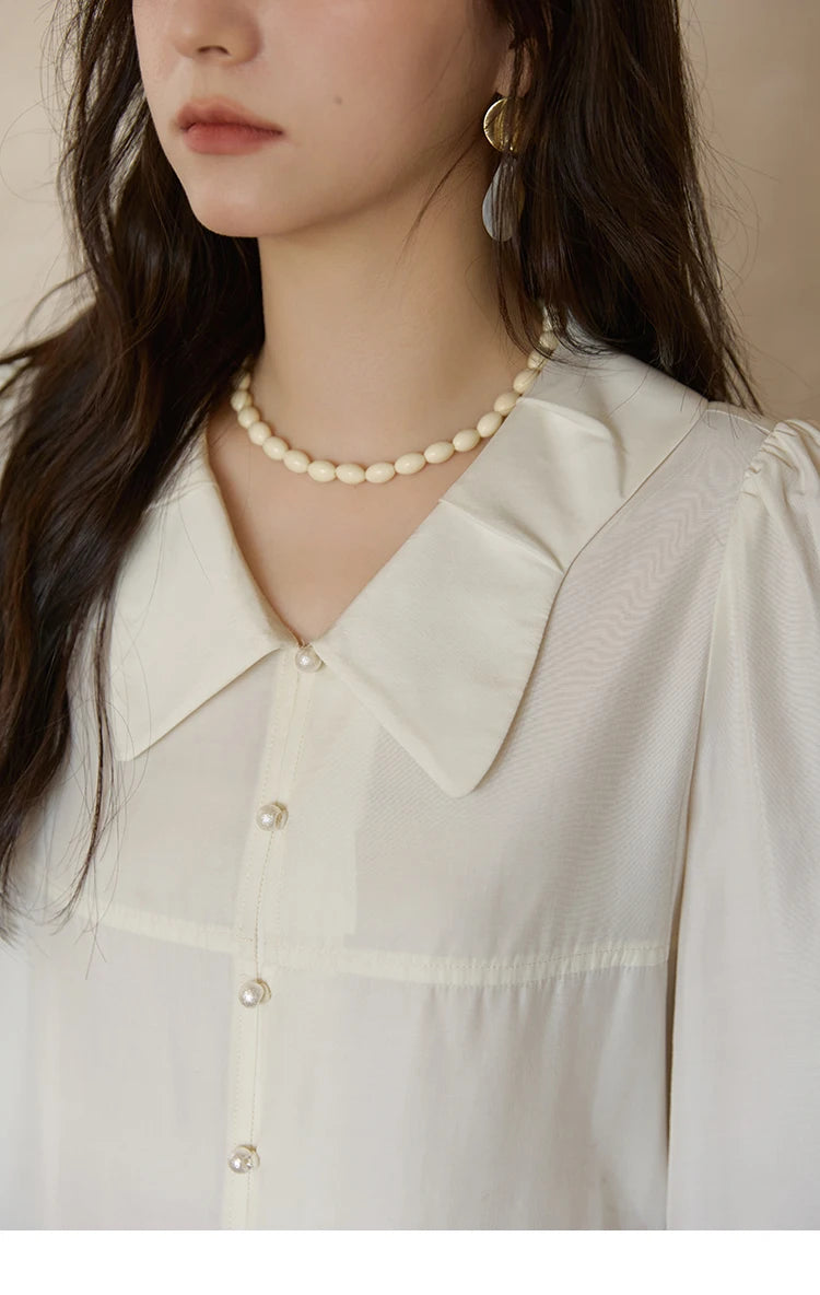 MISHOW French Lace Patchwork Shirt Butterfly Collar Lantern Sleeves MXE41C2357