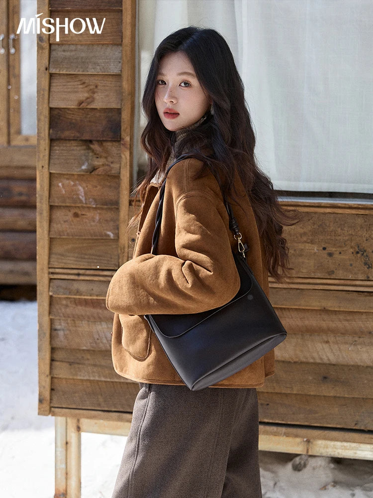 Mishow Brown Reversible Shearling Coat MXE93W1012