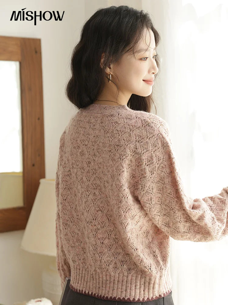 Mishow Colorful Dot Argyle Shell Embroidery Cardigan MXE44Z1364