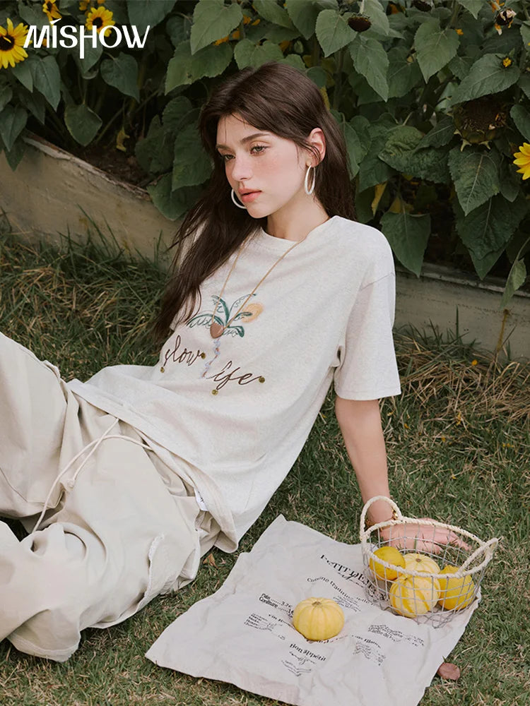 Mishow Coconut Tree Print Straight Tee MXE31T0520