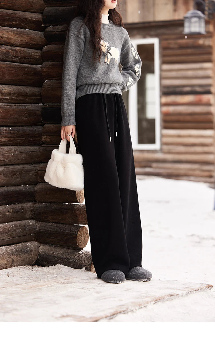 MISHOW High-Waist Wide Leg Pants Drawstring Thin MXD34K0824
