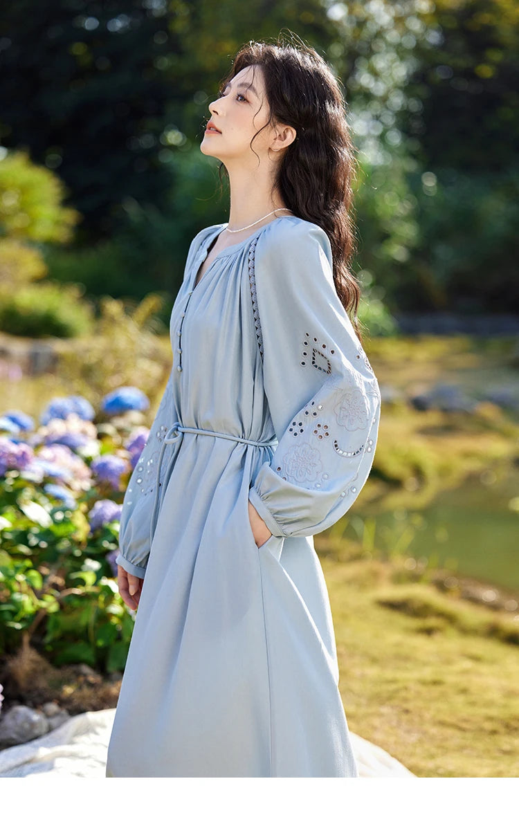 Mishow French Hollow Lace V-Neck Beach Dress MXE12L2091