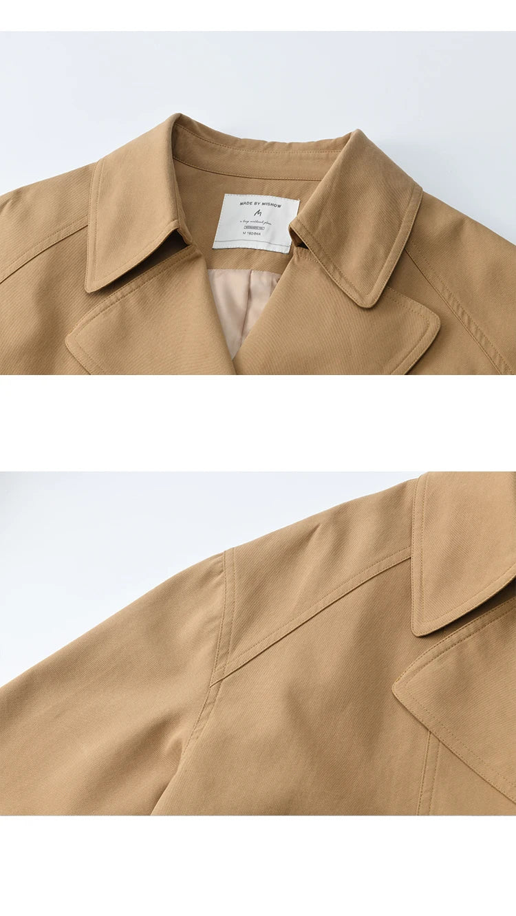 Mishow Khaki Ruffled Cuff Lace Short Trench MXE45W0831