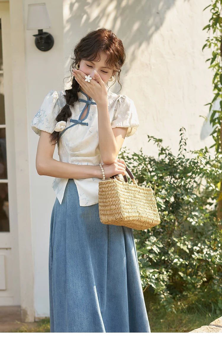 Mishow Chinese Embroidered Split Hem Top MXE28X1604