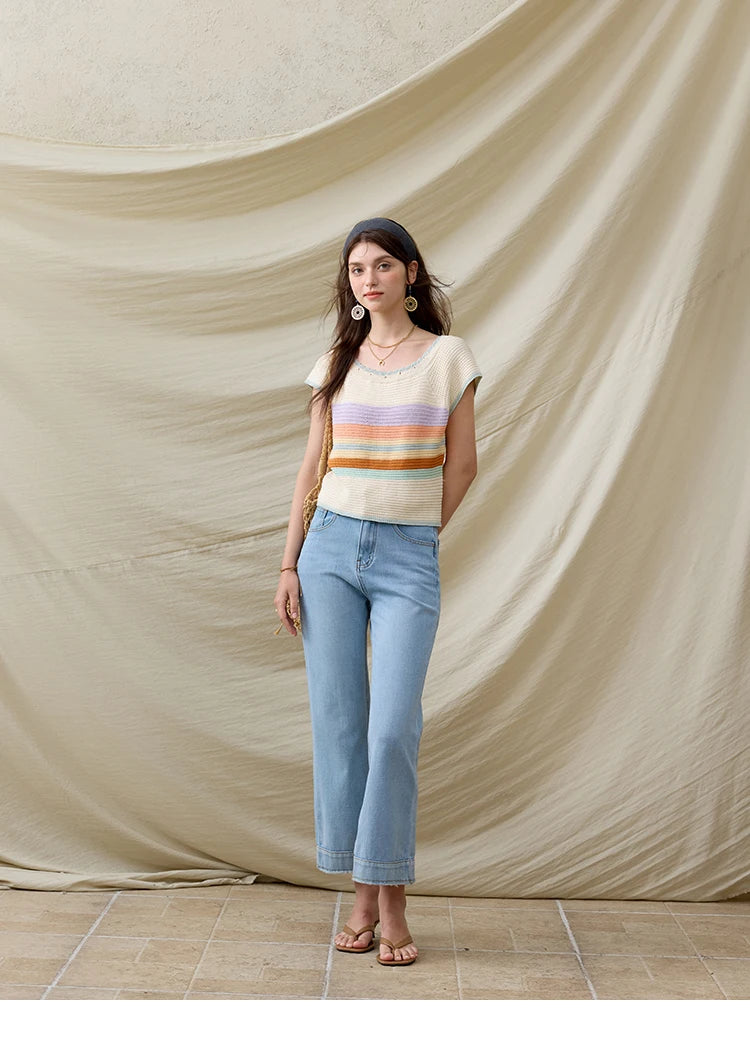 Mishow Striped Round Neck Slim Knit Pullover MXE31Z1222