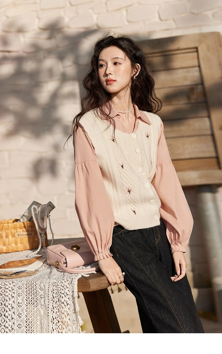 Mishow 3D Flower Embroidered Knitted Vest MXE11Z1077